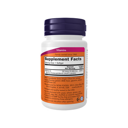 NOW Supplements, Vitamin D-3 2,000 IU, High Potency, Structural Support*, 30 Softgels Vitamins &amp; Supplements NOW Foods USA