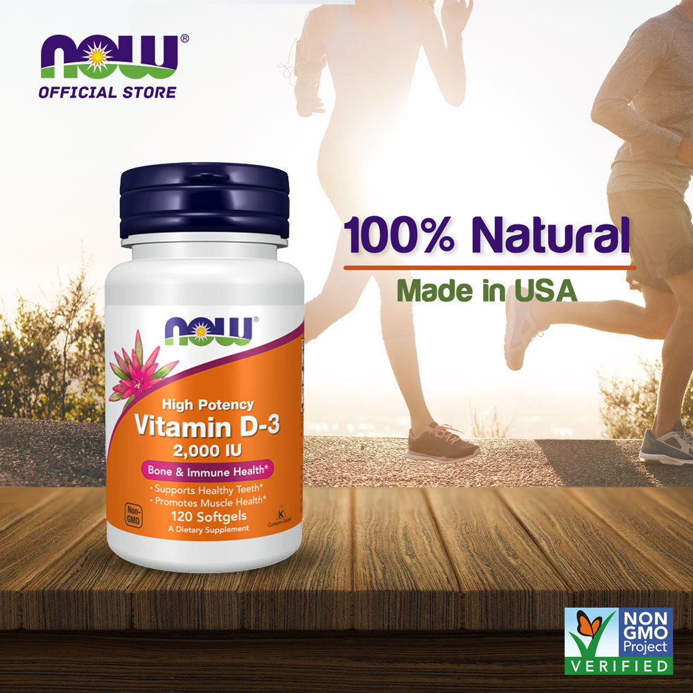 NOW Supplements, Vitamin D-3 2,000 IU, High Potency, Structural Support*, 120 Softgels Vitamins &amp; Supplements NOW Foods USA