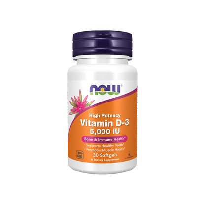 NOW Supplement, Vitamin D-3, High Potency, 5000 IU, 30 Softgels Vitamins &amp; Supplements NOW Foods USA