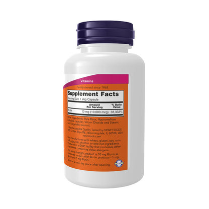 NOW Supplements, Biotin 10 mg (10,000 mcg), Extra Strength, Energy Production*, 120 Veg Capsules Vitamins &amp; Supplements NOW Foods USA