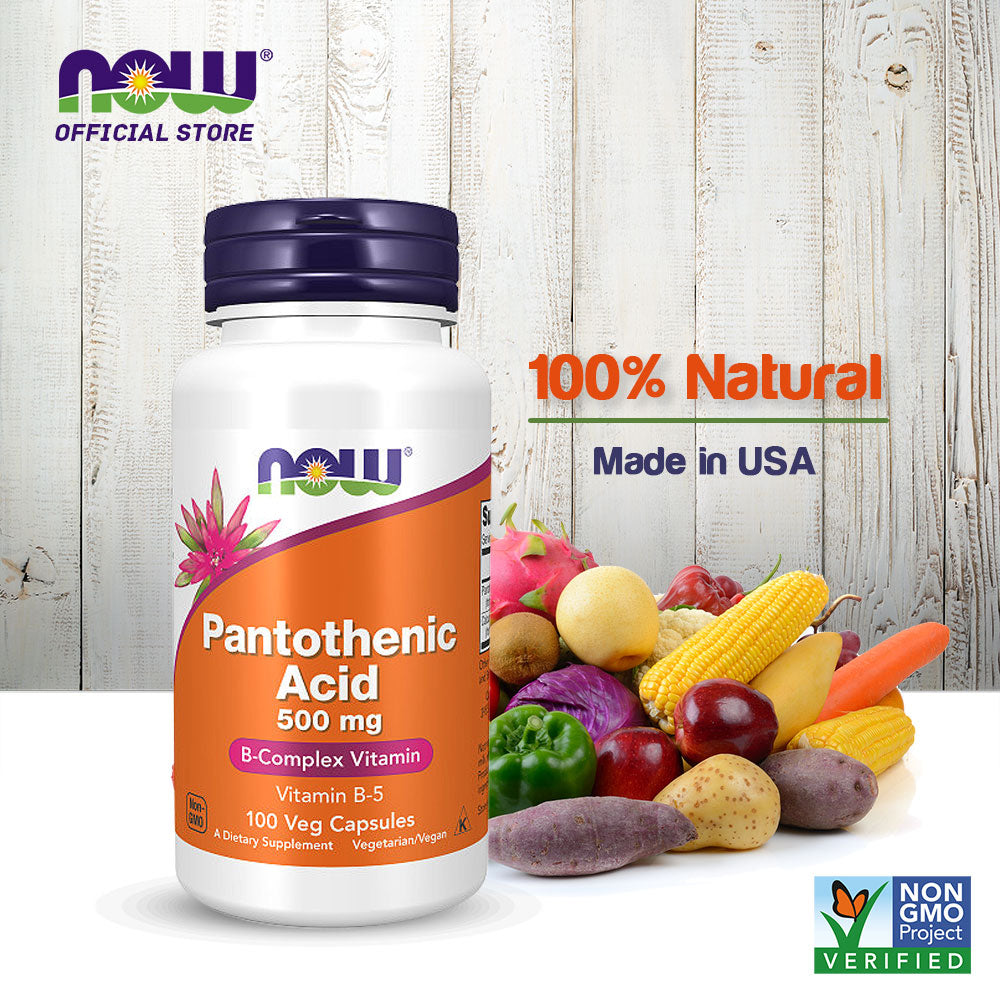 NOW Supplements, Pantothenic Acid (Vitamin B-5) 500 mg, B-Complex Vitamin, 100 Capsules - Bloom Concept