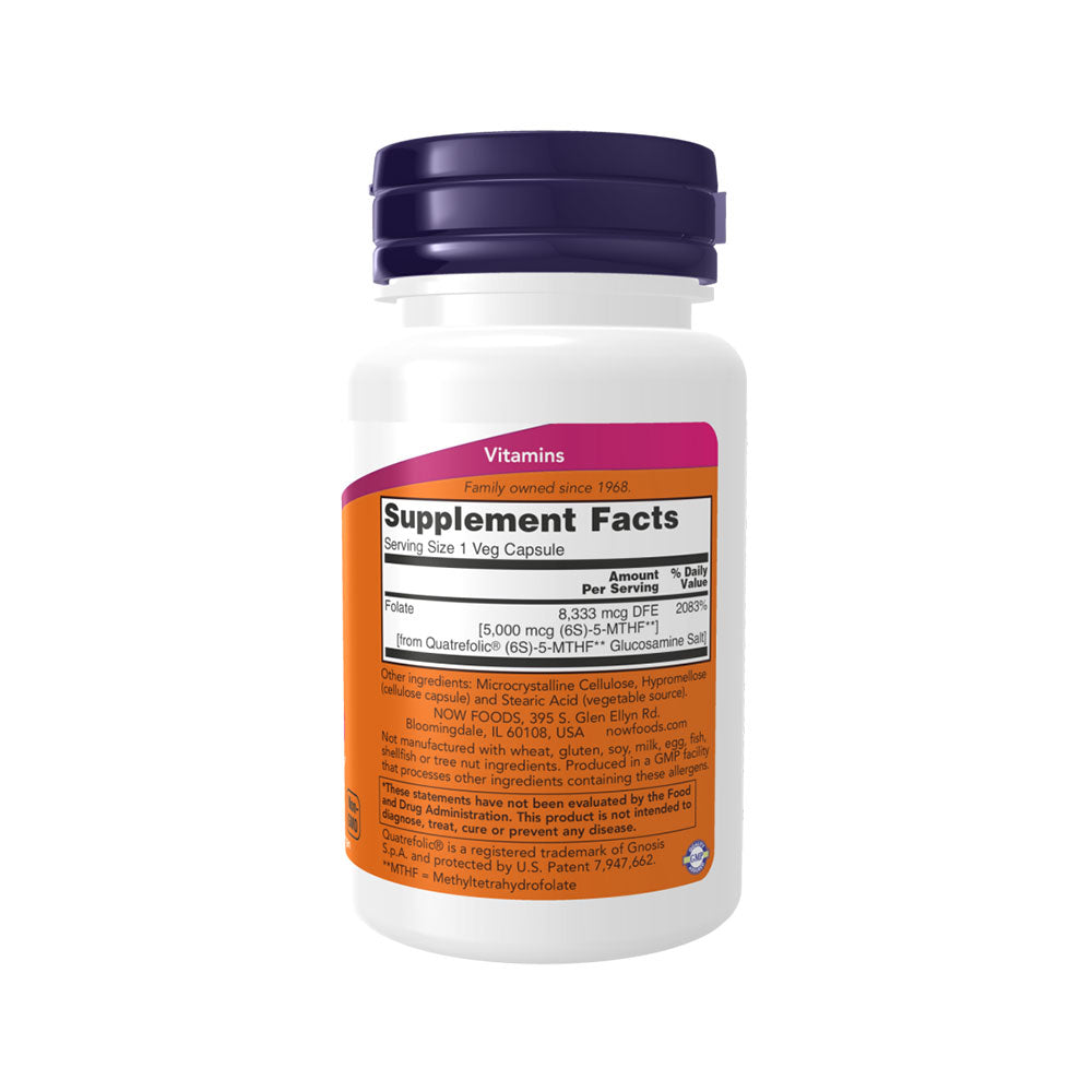 NOW Supplements, Methyl Folate 5000 mcg, Superior Bioavailability, 50 Veg Capsules Vitamins &amp; Supplements NOW Foods USA