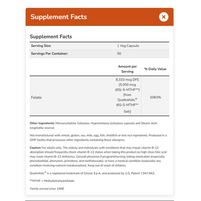 NOW Supplements, Methyl Folate 5000 mcg, Superior Bioavailability, 50 Veg Capsules Vitamins &amp; Supplements NOW Foods USA