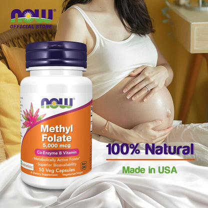 NOW Supplements, Methyl Folate 5000 mcg, Superior Bioavailability, 50 Veg Capsules Vitamins &amp; Supplements NOW Foods USA