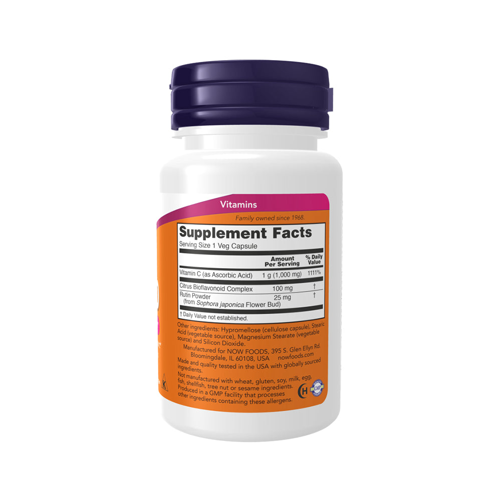 NOW Supplements, Vitamin C-1,000 with Rose Hips & Bioflavonoids, Antioxidant Protection, 30 Veg Capsules