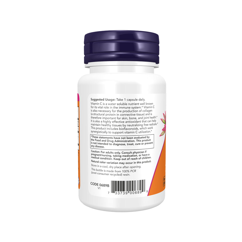 NOW Supplements, Vitamin C-1,000 with Rose Hips & Bioflavonoids, Antioxidant Protection, 30 Veg Capsules - Bloom Concept