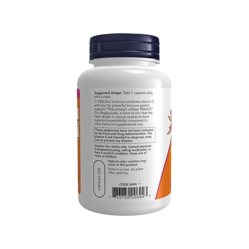 NOW Supplements, C-1000 &amp; Zinc Immune, Seasonal Support Formula, Antioxidant Protection, 90 Veg Capsules Vitamins &amp; Supplements NOW Foods USA