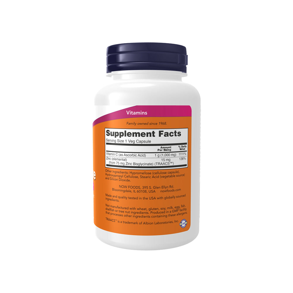 NOW Supplements, C-1000 &amp; Zinc Immune, Seasonal Support Formula, Antioxidant Protection, 90 Veg Capsules Vitamins &amp; Supplements NOW Foods USA