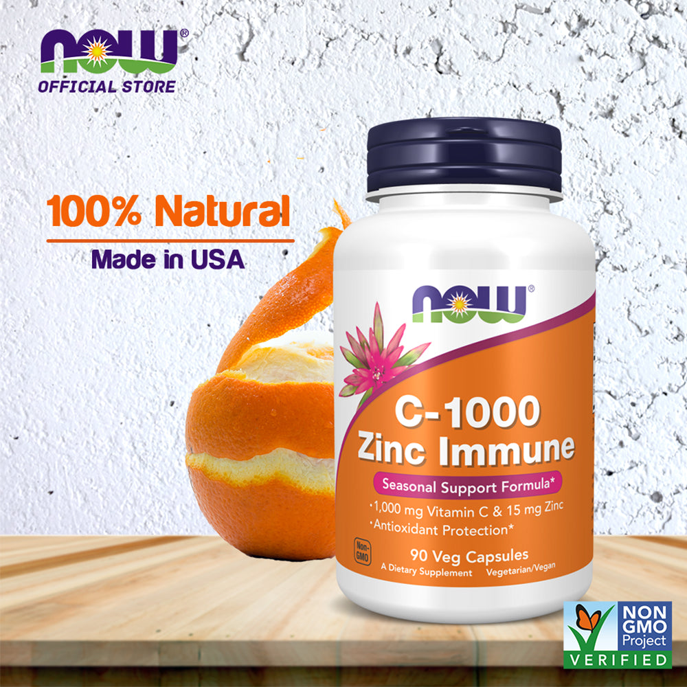 NOW Supplements, C-1000 &amp; Zinc Immune, Seasonal Support Formula, Antioxidant Protection, 90 Veg Capsules Vitamins &amp; Supplements NOW Foods USA