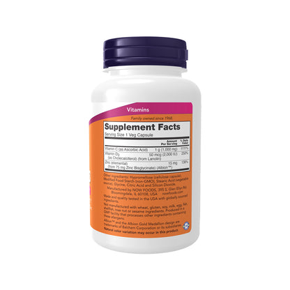 NOW Supplements, C-1000 Zinc &amp; D-3, Seasonal Immune Support, 100 Veg Capsules Vitamins &amp; Supplements NOW Foods USA