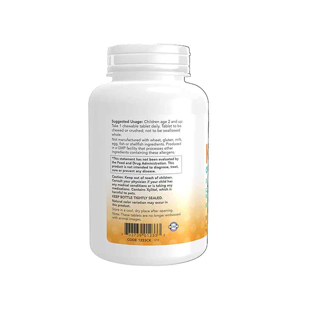 NOW Supplements, Kid Cal with Calcium Citrate, Magnesium and Vitamin D, Tart Orange, 100 Chewables - Bloom Concept