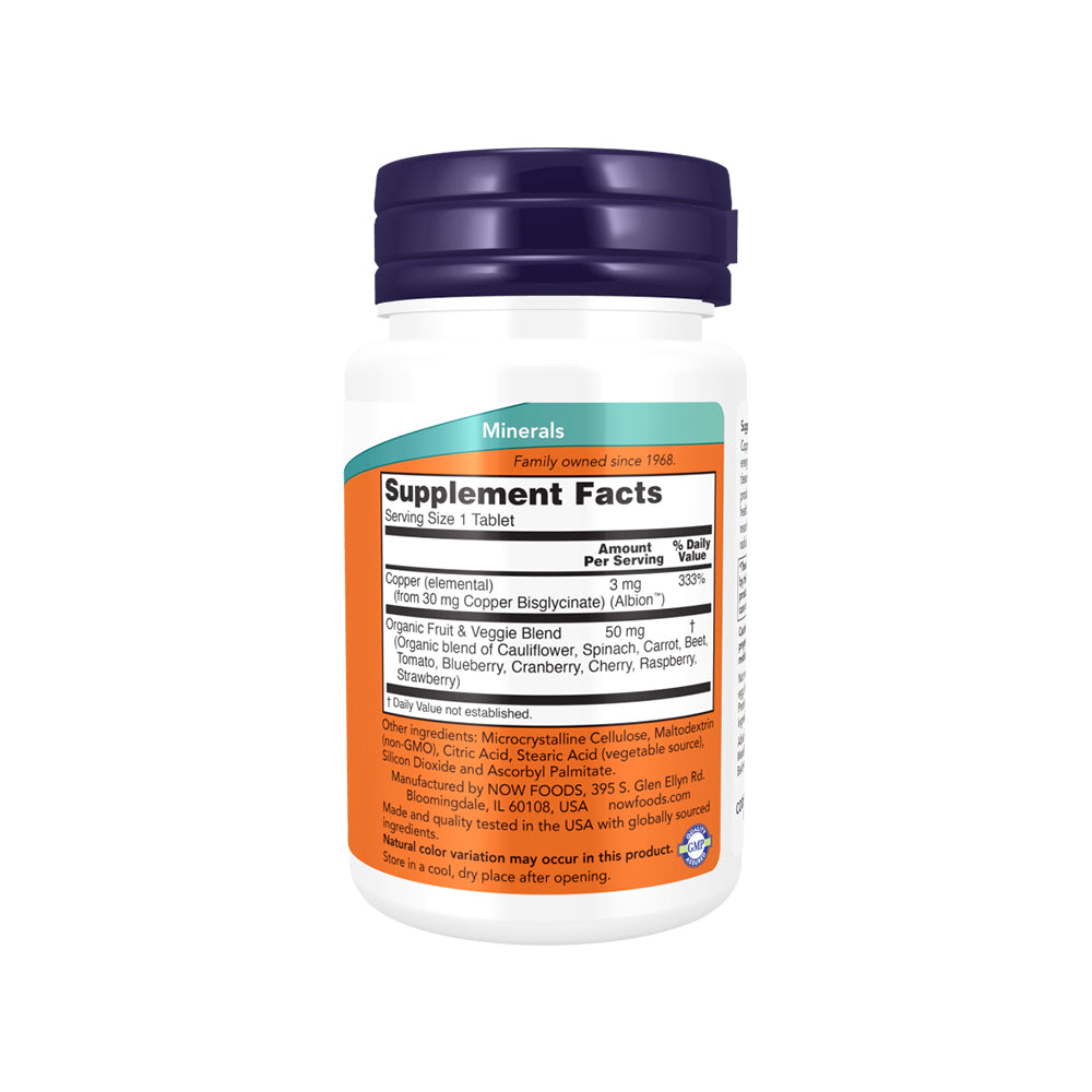 Now Foods Copper Glycinate With 3mg Albion Copper, Promotes Structural Health, 120 Tablets - Bloom Concept