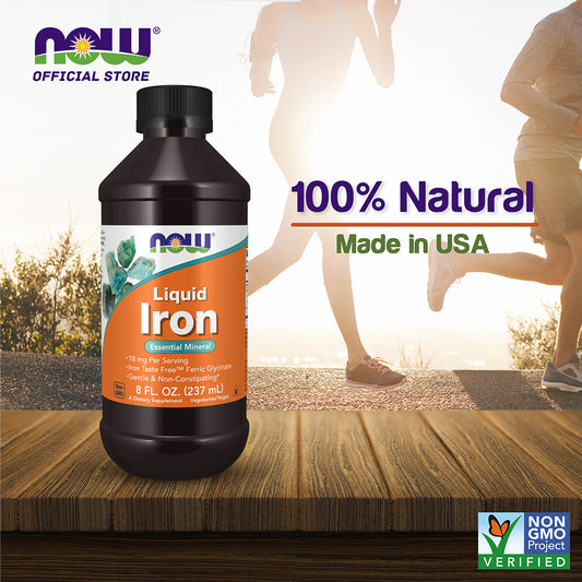 NOW Supplements, Iron Liquid 18 mg, Non-Constipating*, Essential Mineral, 8-Ounce (237ml) - Bloom Concept