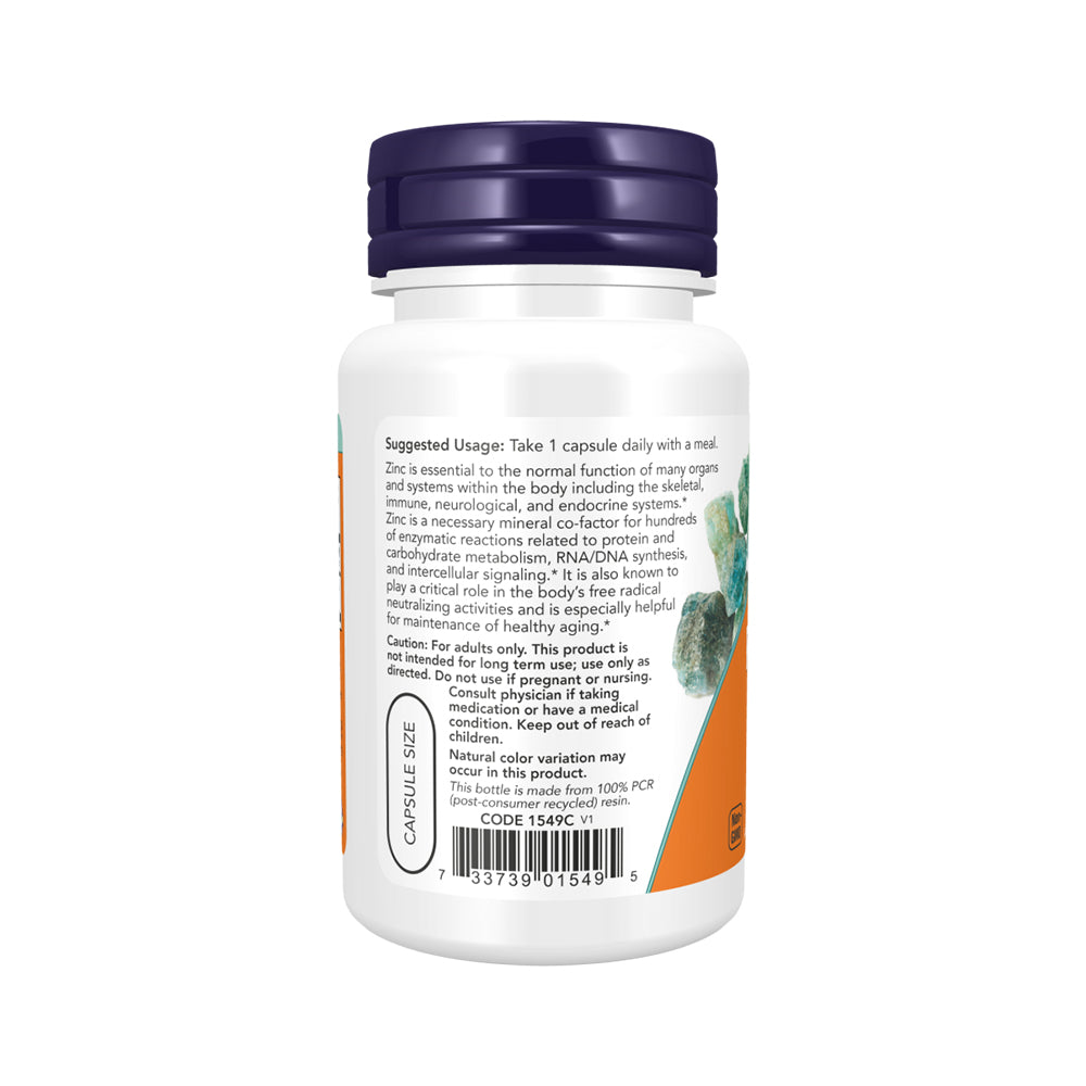 NOW Supplements, Zinc Picolinate 50 mg, Supports Enzyme Functions, Immune Support, 30 Veg Capsules - Bloom Concept