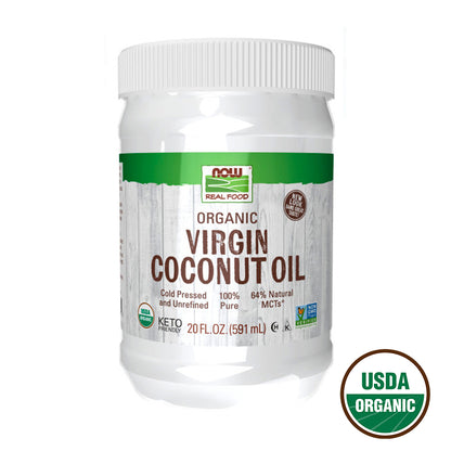 NOW Foods, Certified Organic Virgin Coconut Cooking Oil, Cold-Presesed and Unrefined, Trans Fat Free, 100% Pure and Certified Non-GMO, 20-Ounce (591ml) Natural Foods NOW Foods USA