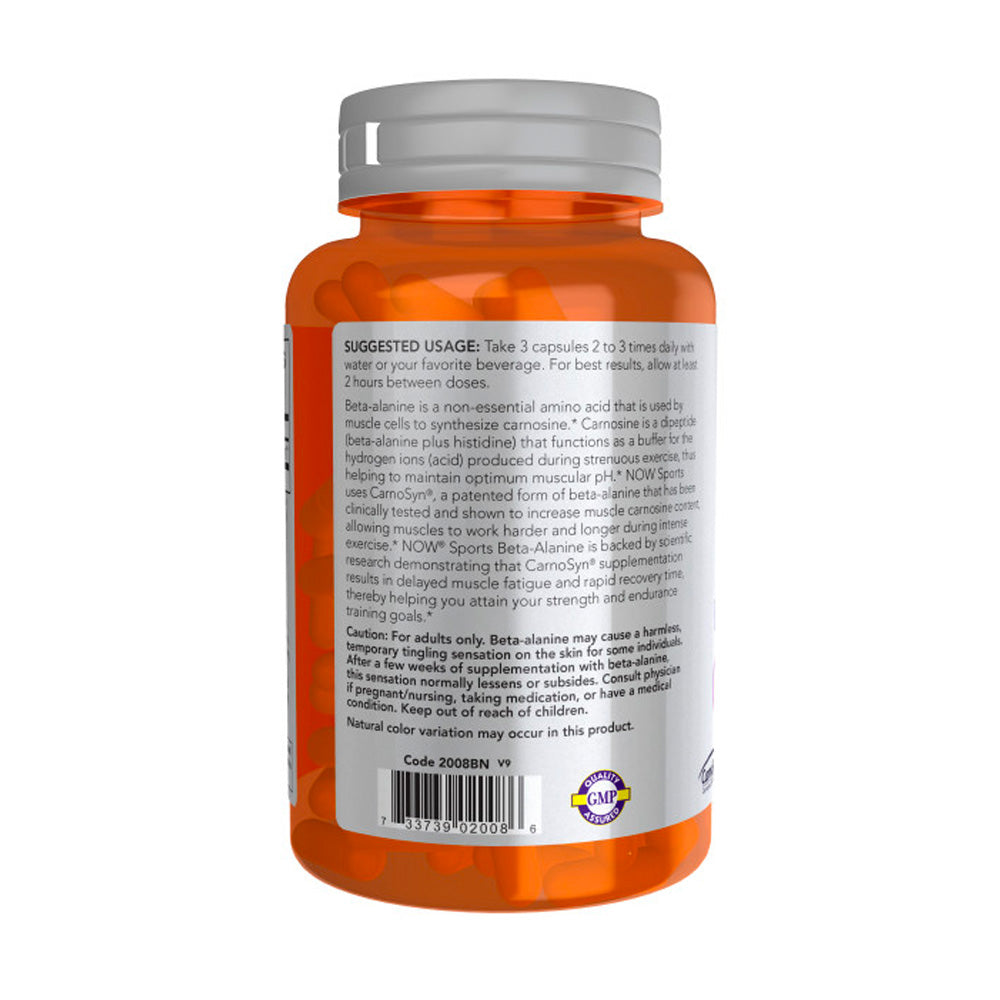 NOW FOODS Sports Nutrition, Beta-Alanine 750 mg, Delays Muscle Fatigue*, Endurance*, 120 Veg Capsules - Bloom Concept