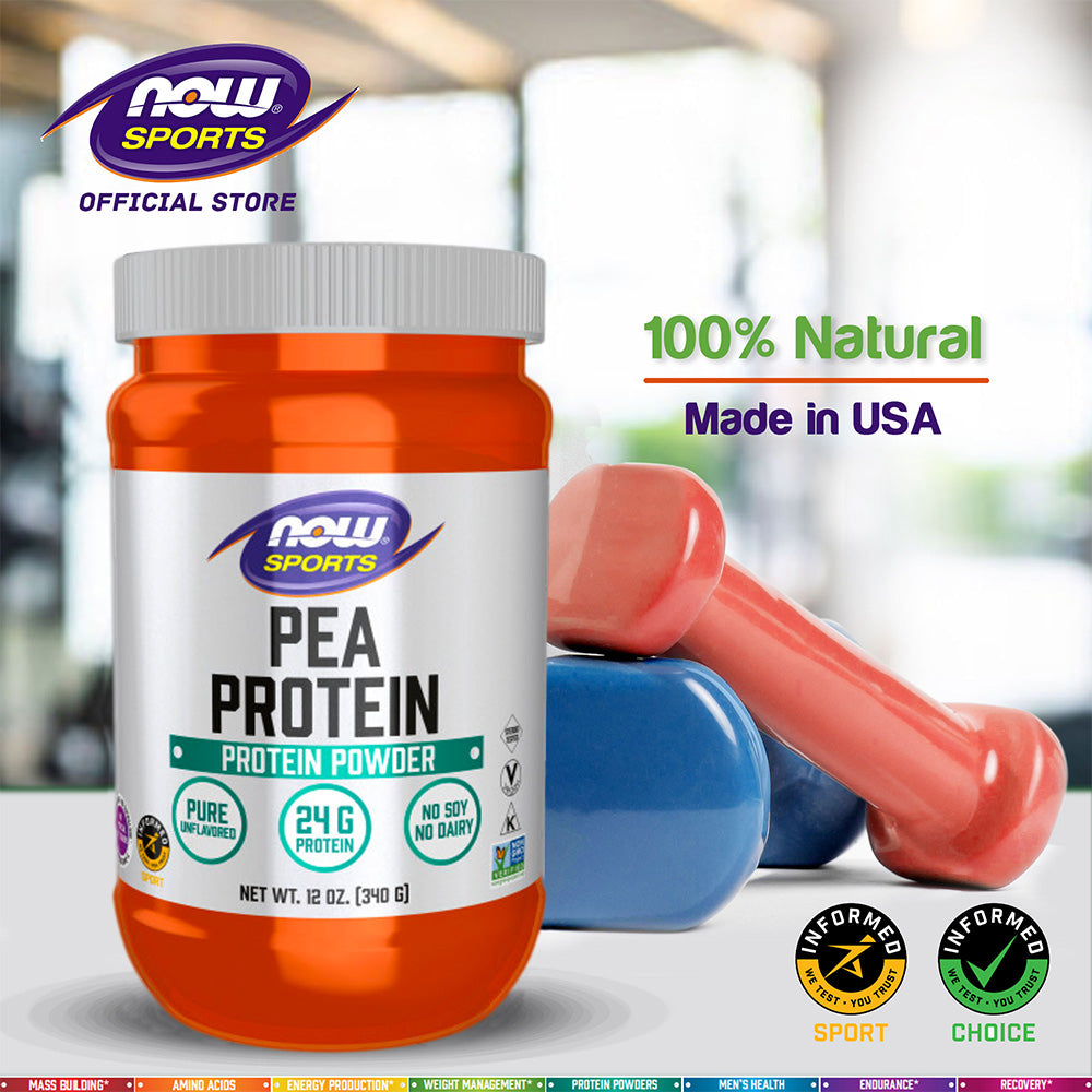 NOW Sports Nutrition, Pea Protein 24 g, Easily Digested, Unflavored Powder, 12-Ounce (340 g) - Bloom Concept