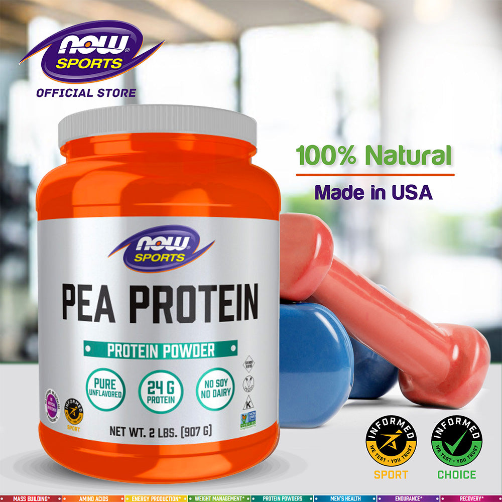 NOW Sports Nutrition, Pea Protein 24 g, Fast Absorbing, Unflavored Powder, 2-Pound (907 g) - Bloom Concept