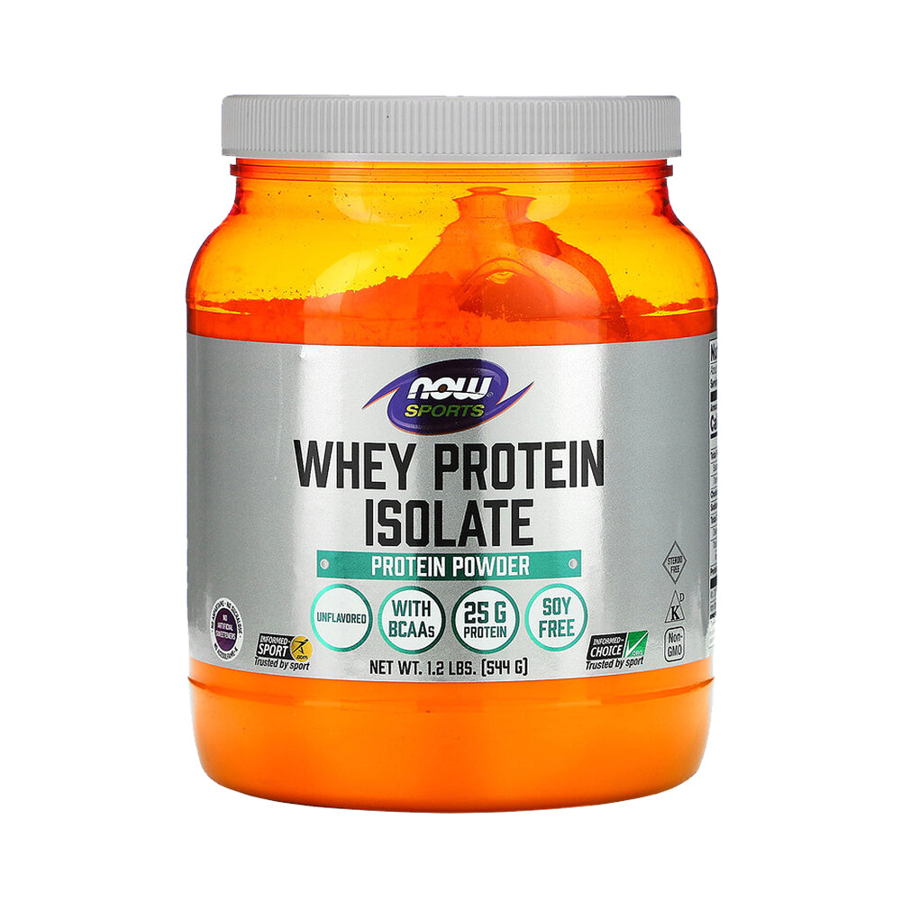 NOW Sports Nutrition, Whey Protein Isolate, 25 g With BCAAs, Unflavored Powder, 1.2-Pound (544 g) - Bloom Concept