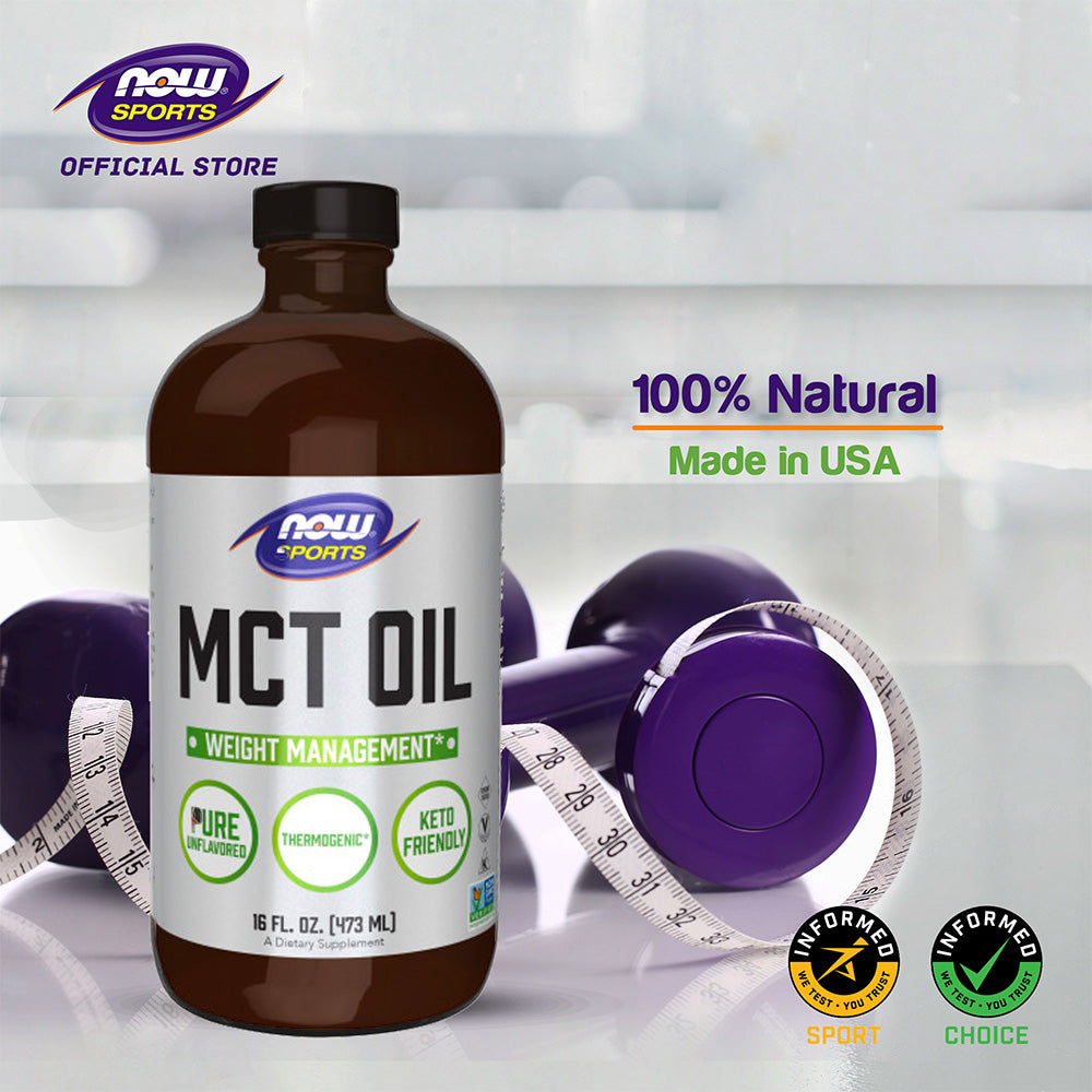 NOW Sports Nutrition, MCT (Medium-chain triglycerides) Oil 14 g, Weight Management*, Liquid, 16-Ounce (473 ml) Vitamins &amp; Supplements NOW Foods USA
