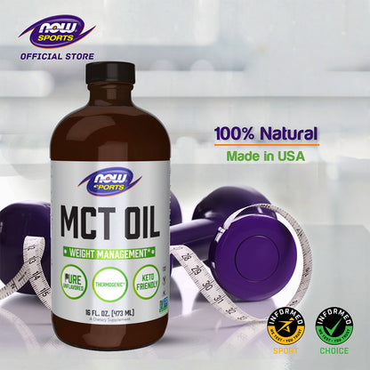NOW Sports Nutrition, MCT (Medium-chain triglycerides) Oil 14 g, Weight Management*, Liquid, 16-Ounce (473 ml) Vitamins &amp; Supplements NOW Foods USA