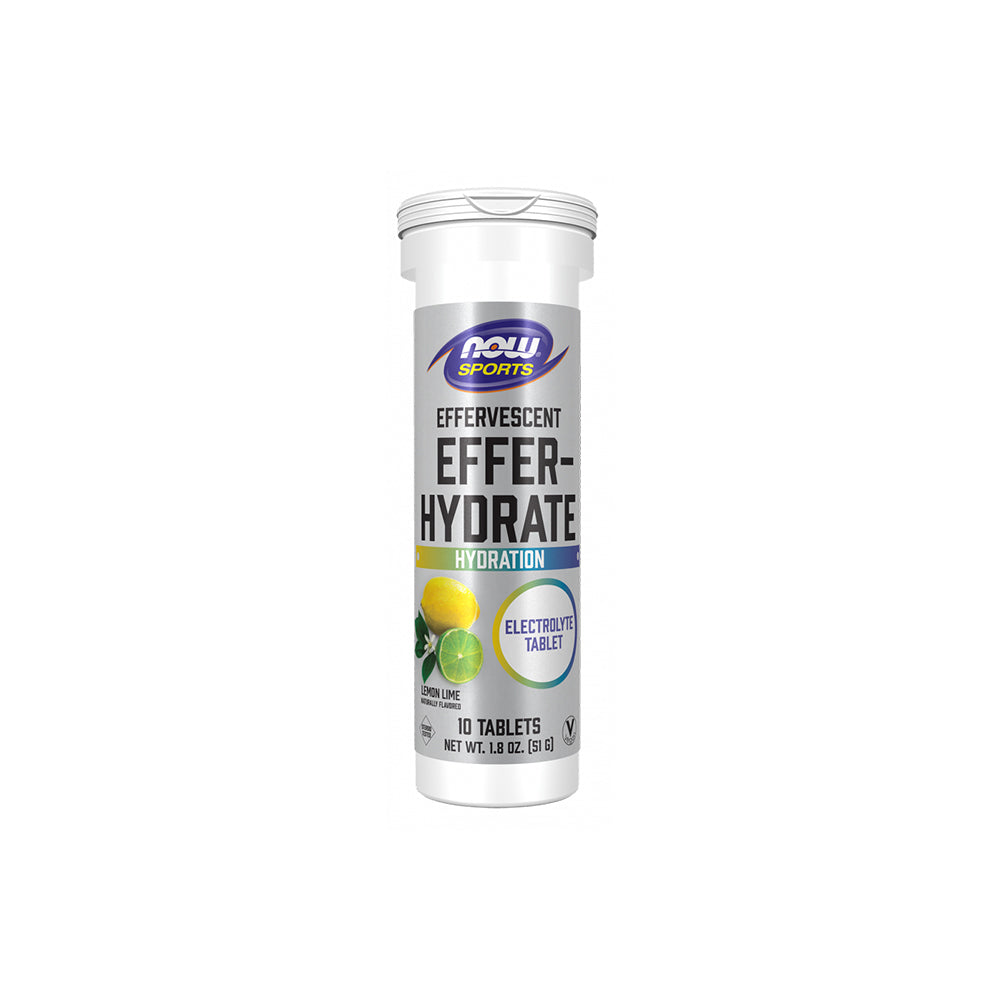 NOW Sports Nutrition, Effervescent Effer-Hydrate, Electrolyte Supplement, Recovery, Lemon Lime, 10 Tablets
