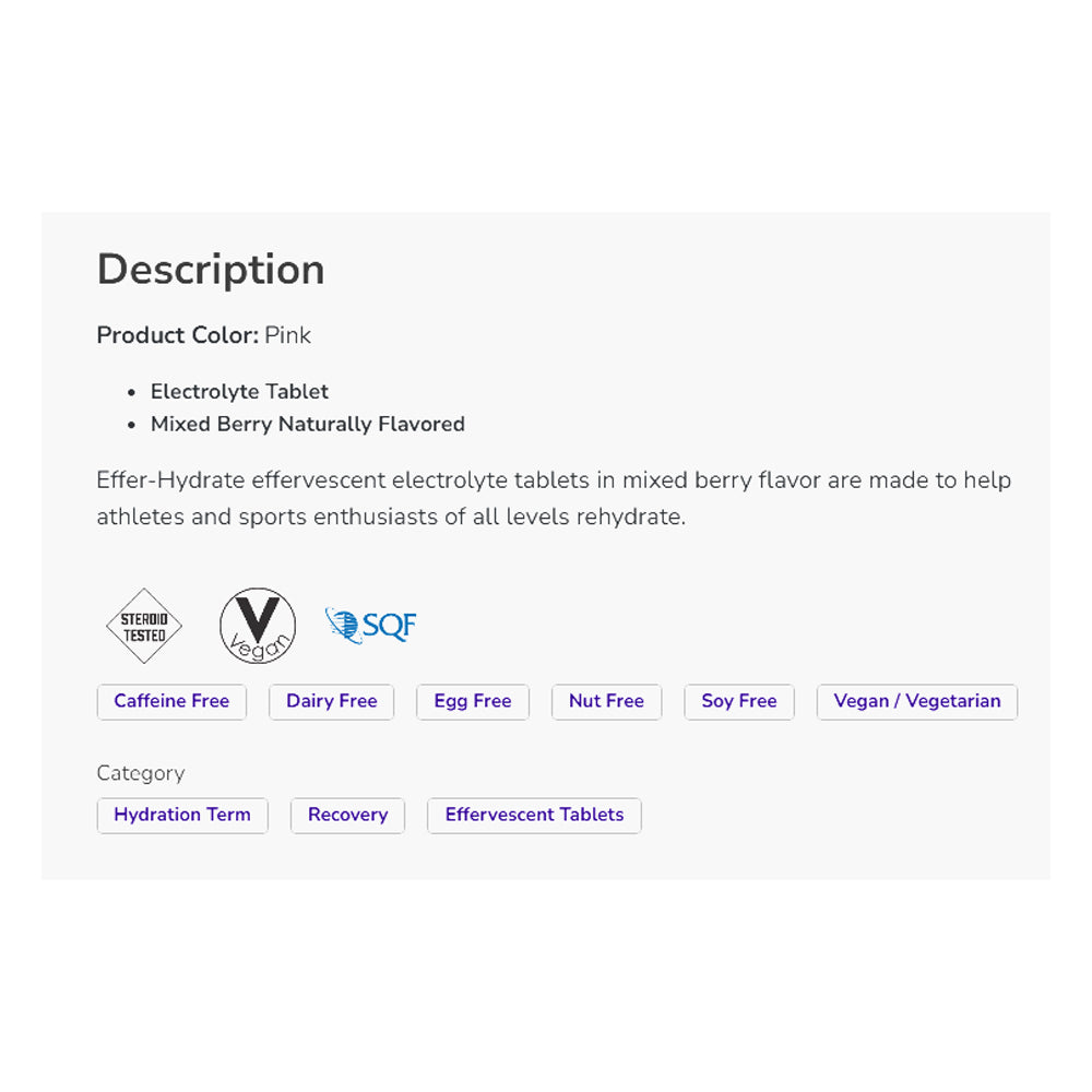 NOW Sports Nutrition, Effervescent Effer-Hydrate, Electrolyte Supplement, Recovery*, Mixed Berry, 10 Tablets