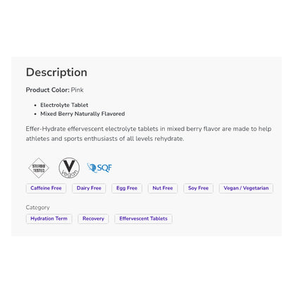 NOW Sports Nutrition, Effervescent Effer-Hydrate, Electrolyte Supplement, Recovery*, Mixed Berry, 10 Tablets