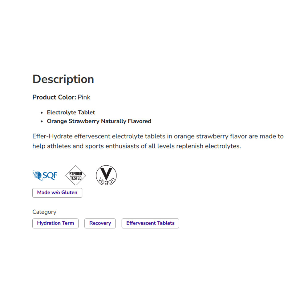 NOW Sports Nutrition, Effervescent Effer-Hydrate, Electrolyte Supplement, Recovery*, Orange Strawberry, 10 Tablets