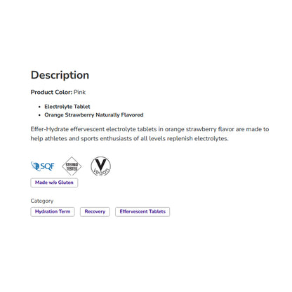 NOW Sports Nutrition, Effervescent Effer-Hydrate, Electrolyte Supplement, Recovery*, Orange Strawberry, 10 Tablets