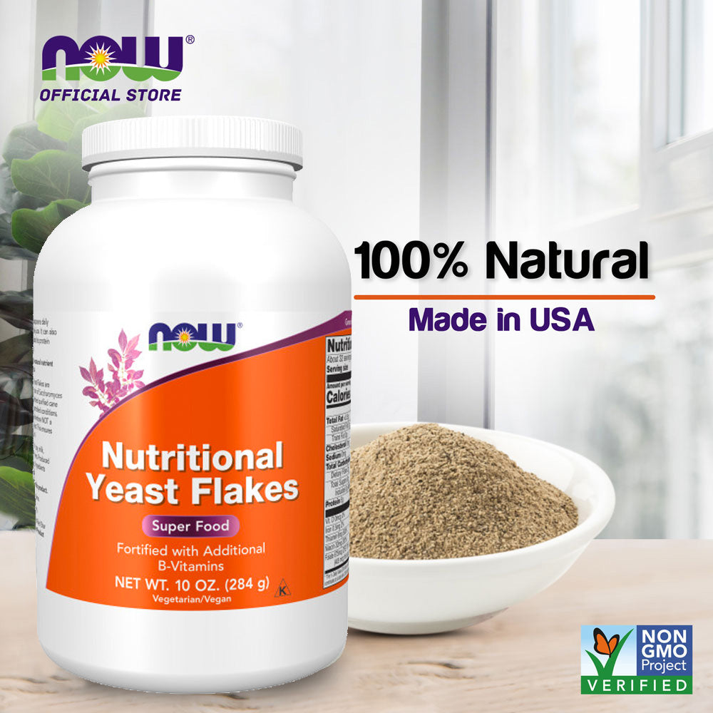 NOW Supplements, Nutritional Yeast Flakes, Fortified with Additional B-Vitamins, Super Food, 10-Ounce - Bloom Concept