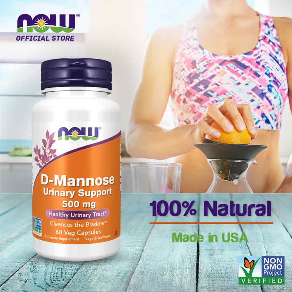 NOW Supplements, D-Mannose 500 mg, Non-GMO Project Verified, Healthy Urinary Tract*, 60 Veg Capsules - Bloom Concept