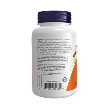 NOW Supplements, Plant Enzymes with Lactase, Protease, Papain and Bromelain, 120 Veg Capsules Vitamins &amp; Supplements NOW Foods USA