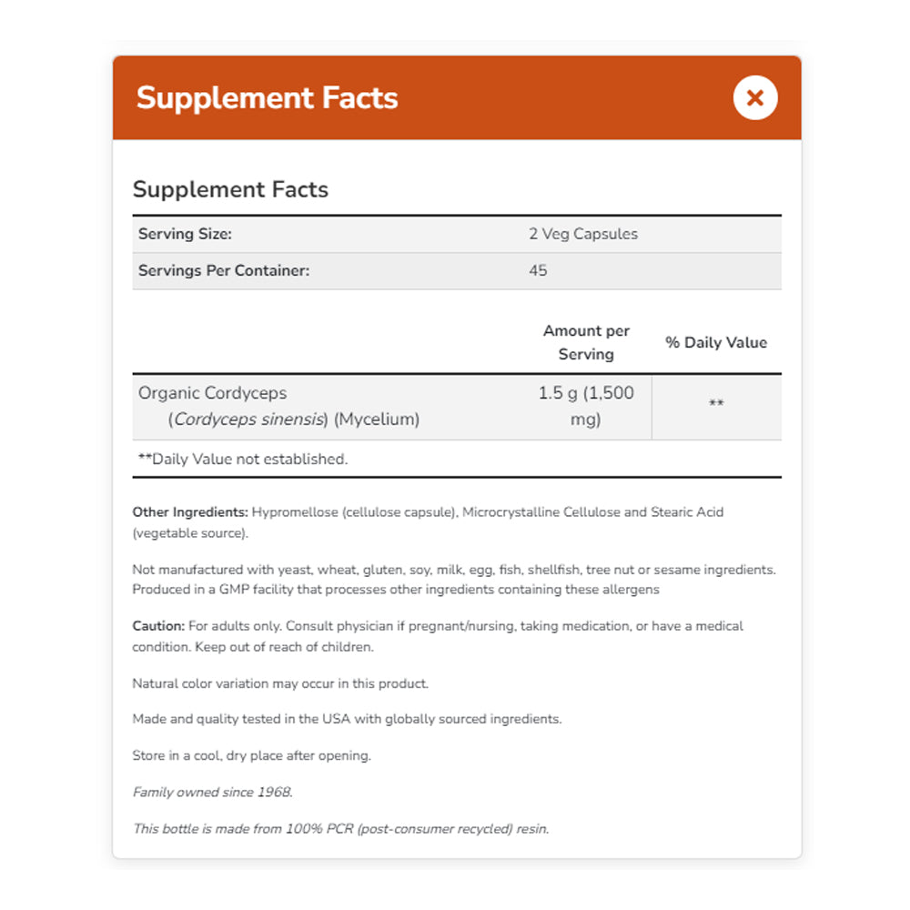 NOW Supplements, Cordyceps (Cordyceps sinensis)750 mg, Healthy Immune Support, 90 Veg Capsules - Bloom Concept