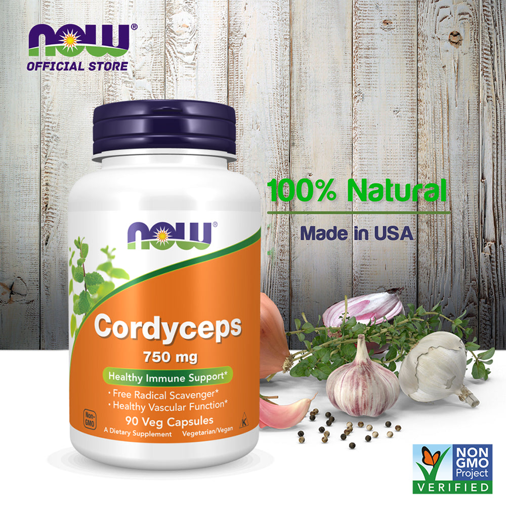 NOW Supplements, Cordyceps (Cordyceps sinensis)750 mg, Healthy Immune Support, 90 Veg Capsules - Bloom Concept