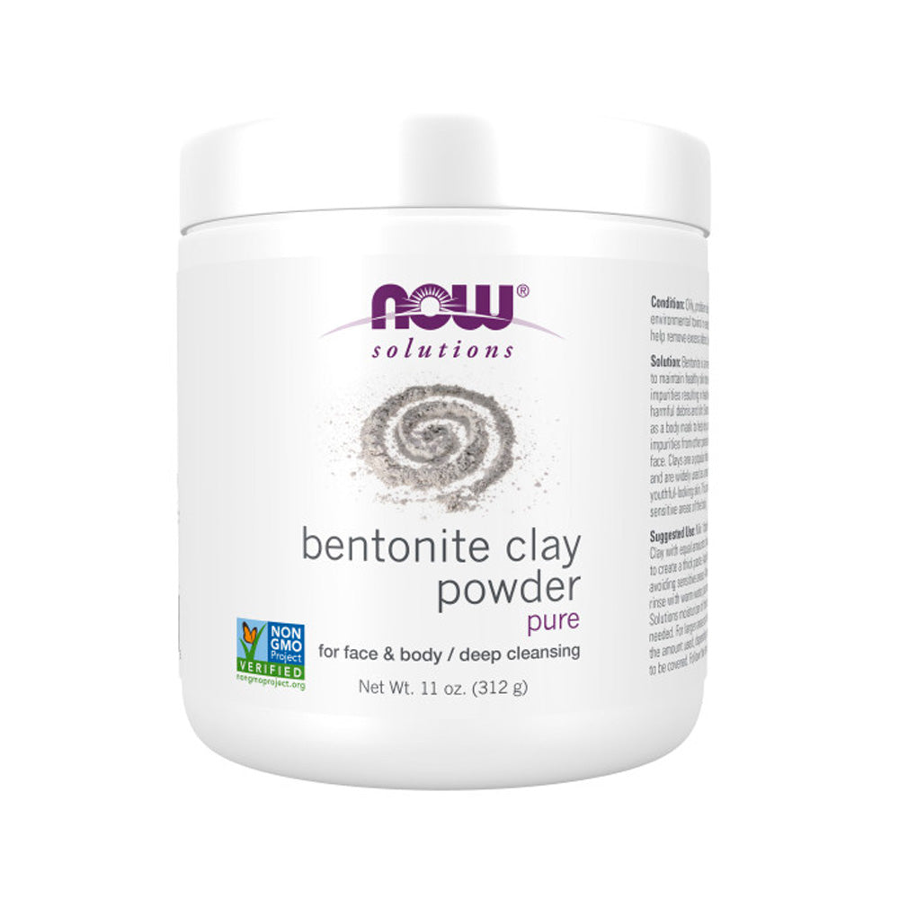 NOW Solutions,  11-Ounce (312 g)Bentonite Clay Powder, Pure Powder for Face and Body, Great for Oily Problem Skin, - Bloom Concept