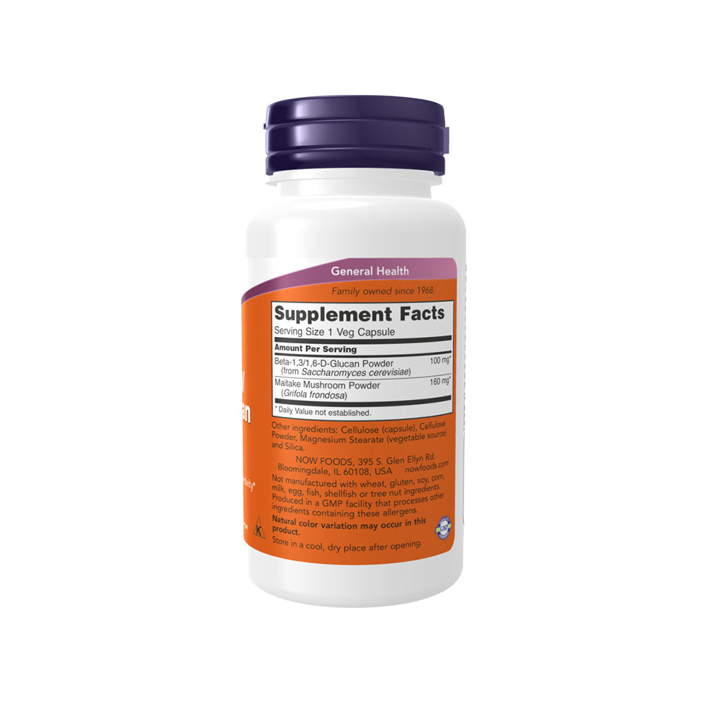 NOW Supplements, Beta 1,3/1,6- D-Glucan 100 mg with Maitake Mushrooms, 90 Veg Capsules - Bloom Concept