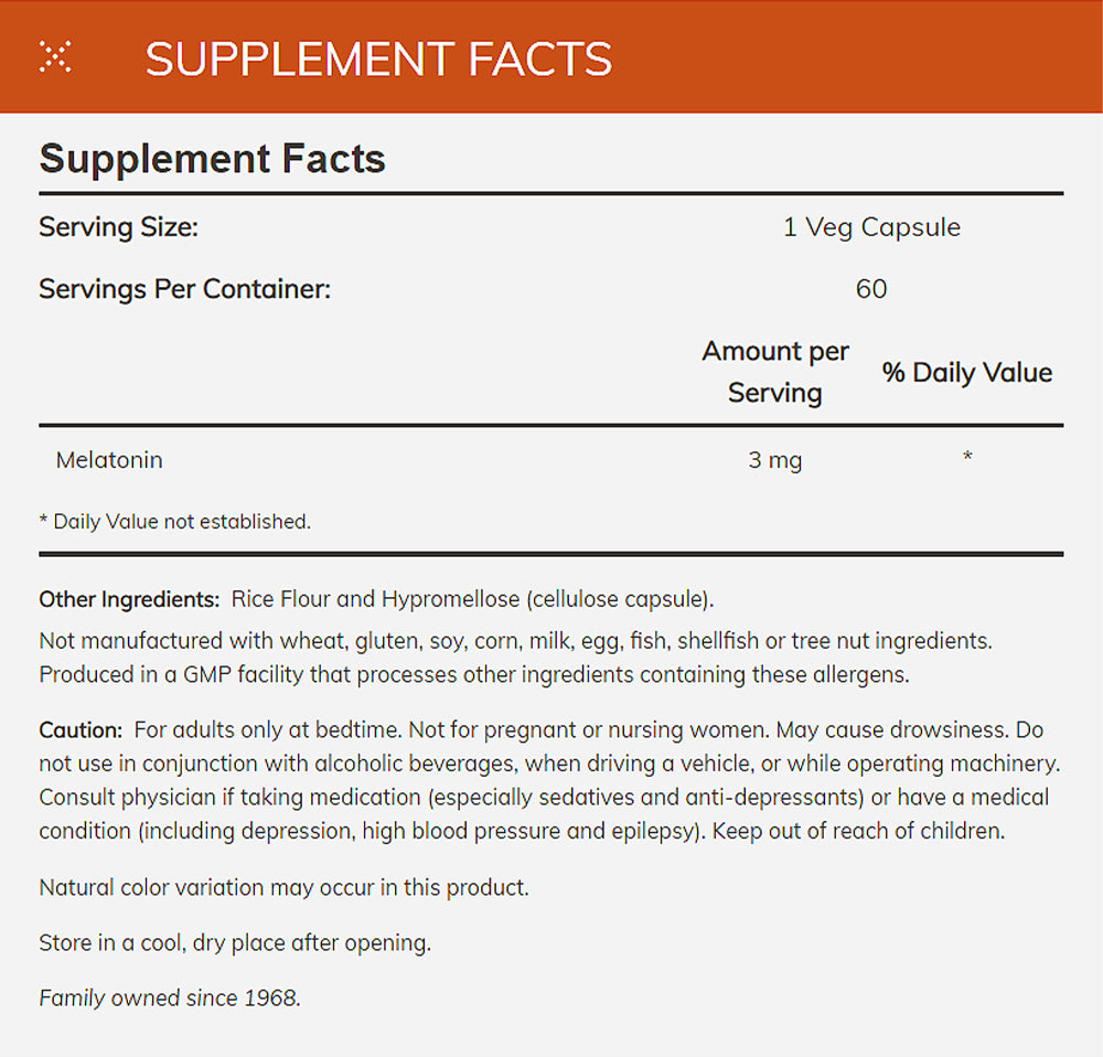 NOW Supplements, Melatonin 3 mg, Free Radical Scavenger*, Healthy Sleep Cycle*, 60 Veg Capsules - Bloom Concept