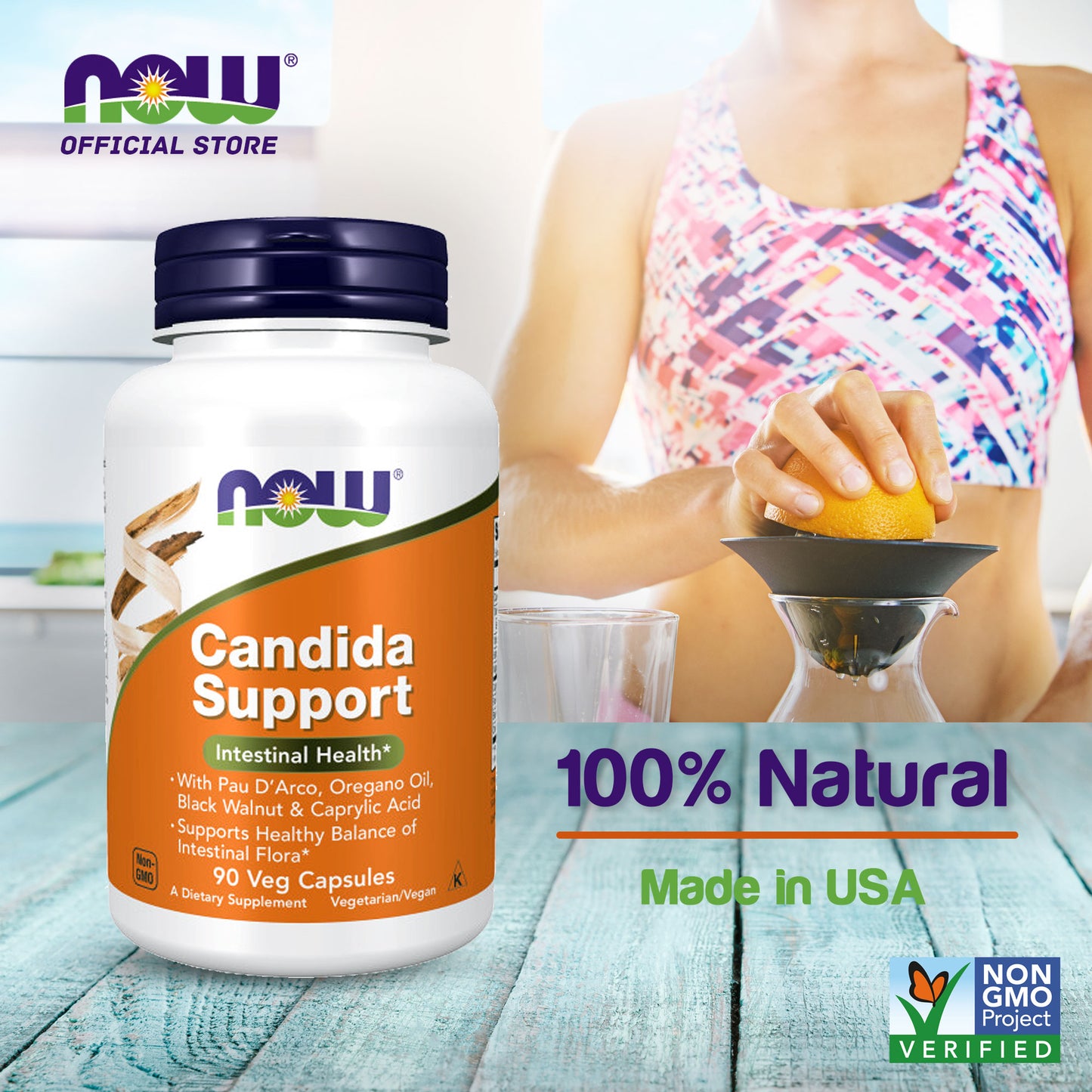 NOW Supplements, Candida Support with Pau D'Arco, Oregano Oil, Black Walnut & Caprylic Acid, 90 Veg Capsules - Bloom Concept