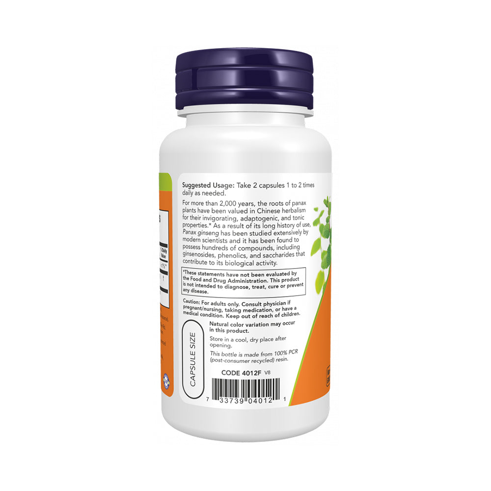 NOW Supplements, Panax Ginseng (Root) 500 mg, Adaptogenic Herb*, 100 Veg Capsules Vitamins &amp; Supplements NOW Foods USA