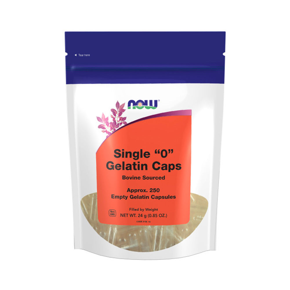 NOW Supplements, Empty Gelatin Capsules, Single "0", Bovine Sourced, Filled by Weight, 250 Gel Capsules - Bloom Concept