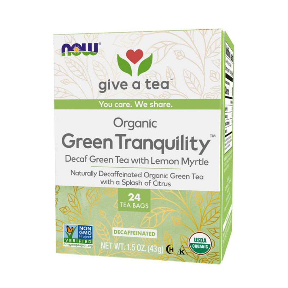 NOW Foods, Certified Organic Green Tranquility™ Tea, Decaf Green with Lemon Myrtle, Non-GMO, 24-Count Natural Foods NOW Foods USA