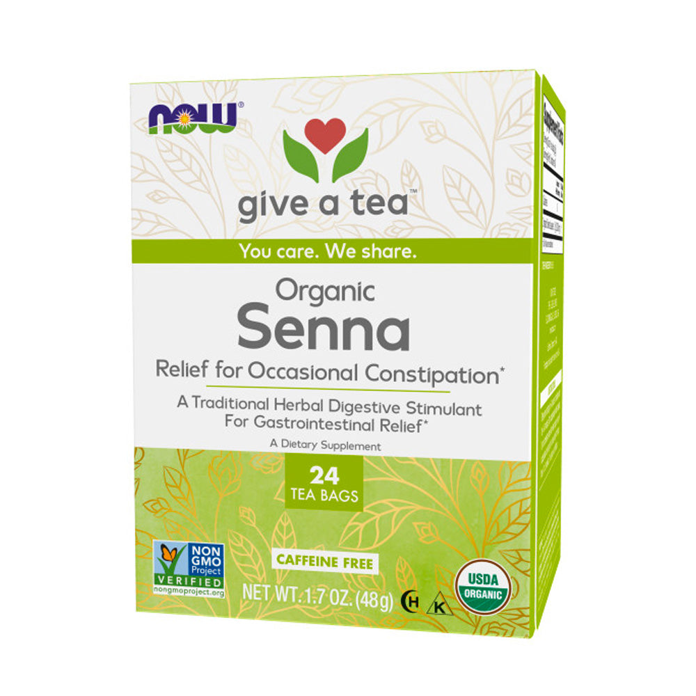 NOW Foods, Certified Organic Senna Tea, Caffeine Free, Relieving, Non-GMO, 24-Count - Bloom Concept