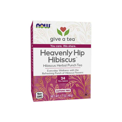 (Best by 10/25) NOW Foods Heavenly Hip Hibiscus™, Hibiscus Herbal Punch Tea, Everyday Wellness with the Refreshing Punch of Hibiscus Flowers, Caffeine Free, 24 Tea Bags Natural Foods NOW Foods USA