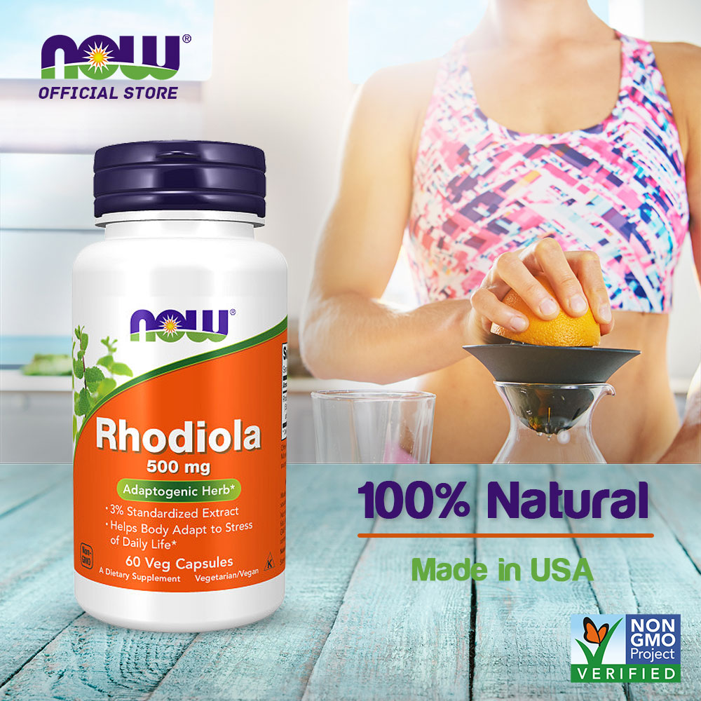 NOW Supplements, Rhodiola 500 mg, Helps Body Adapt to Stress of Daily Life*, Adaptogenic Herb*, 60 Veg Capsules - Bloom Concept