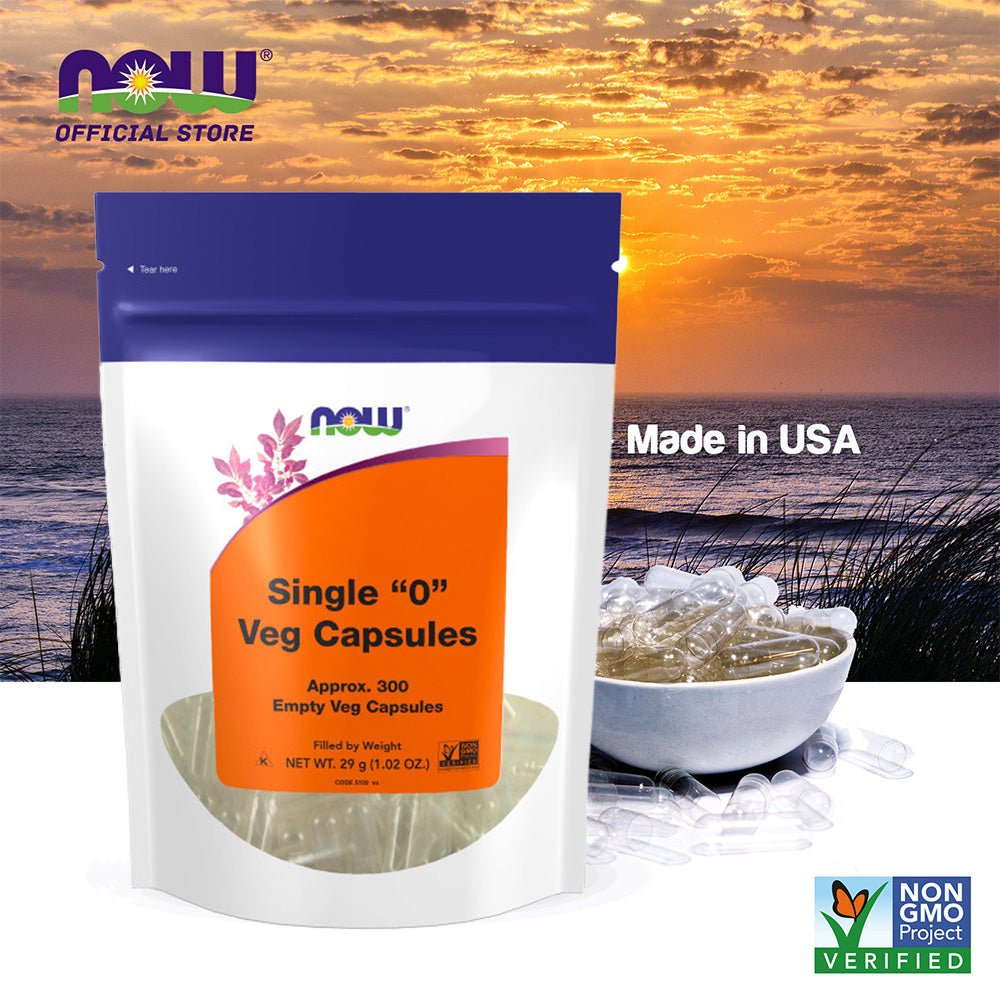 NOW Supplements, Empty Vegetarian Capsules, Single "0", Filled by Weight, Non-GMO Project Verified, 300 Veg Capsules - Bloom Concept