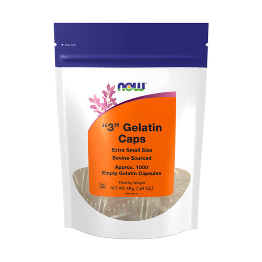 NOW Supplements, Empty Gelatin Capsules, #3, Bovine Sourced, Extra Small Size, Filled by Weight, 1,000 Gel Capsules - Bloom Concept
