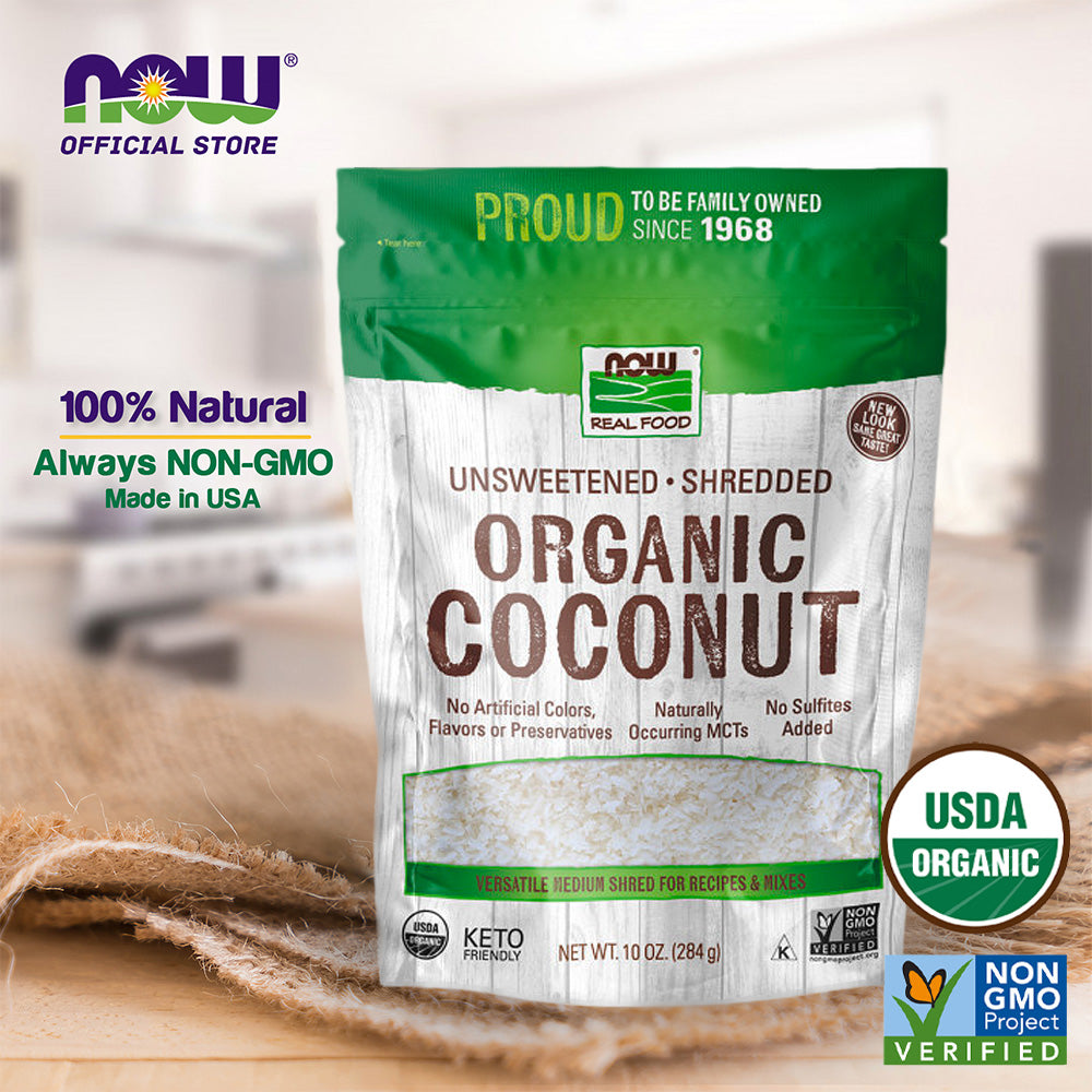 NOW Foods, Organic Coconut, Unsweetened and Shredded, No Added Colors, Flavors or Preservatives,(284 g) - Bloom Concept