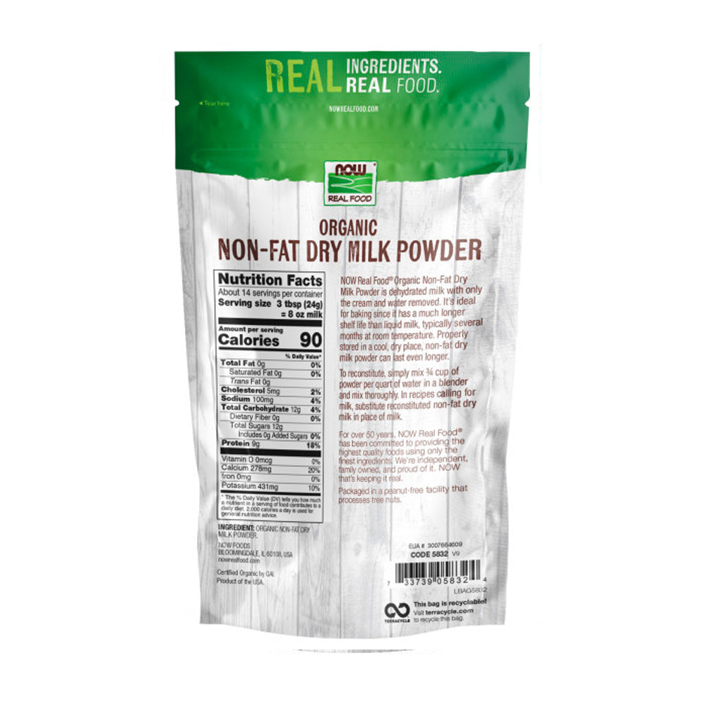 NOW Foods, Organic Non-Fat Dry Milk Powder with Protein and Calcium, Product of the USA, 12-Ounce (340g) Natural Foods NOW Foods USA