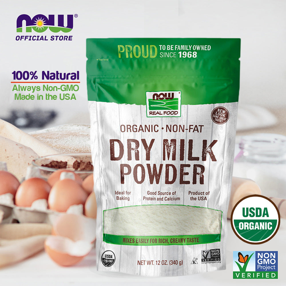 NOW Foods, Organic Non-Fat Dry Milk Powder with Protein and Calcium, Product of the USA, 12-Ounce (340g) - Bloom Concept